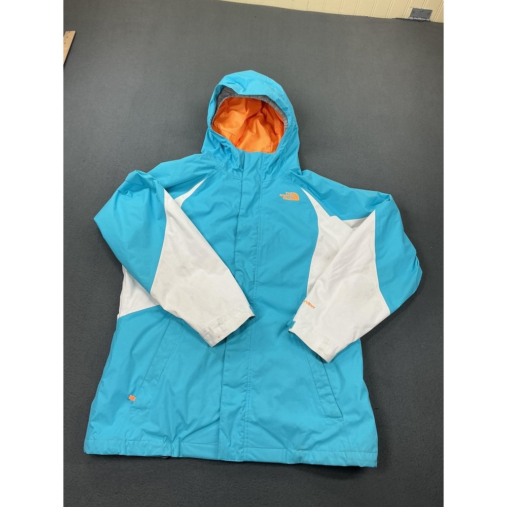 North Face Jacket‎ Girls XL 18 Blue White HyVent Ski Hooded Waterproof Snowboard